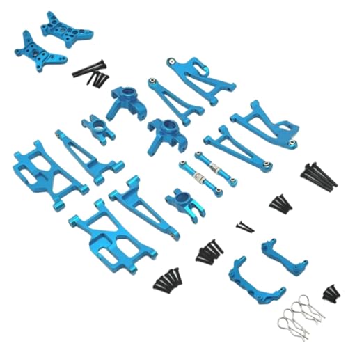 GTFRUQAS Für Mjx Für 14209 14210 1/14 Metall Lenkung Tasse Oberen Unteren Für Schaukel Arm Set Shock Tower Halterung Körper Post RC Auto Upgrade Teile Zubehör RC Ersatzteile(Blue) von GTFRUQAS