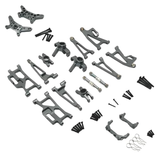 GTFRUQAS Für Mjx Für 14209 14210 1/14 Metall Lenkung Tasse Oberen Unteren Für Schaukel Arm Set Shock Tower Halterung Körper Post RC Auto Upgrade Teile Zubehör RC Ersatzteile(Grey) von GTFRUQAS