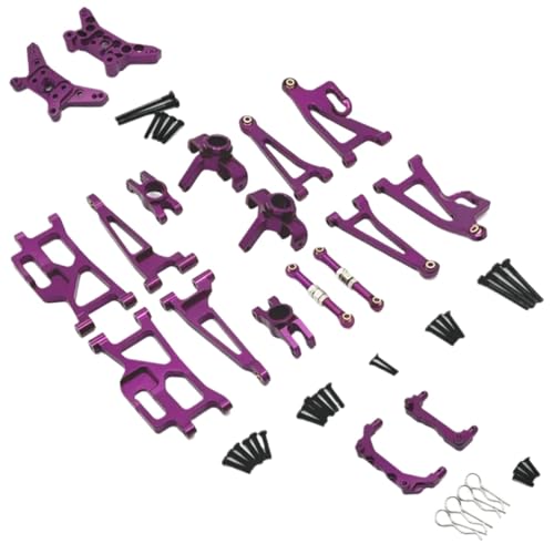 GTFRUQAS Für Mjx Für 14209 14210 1/14 Metall Lenkung Tasse Oberen Unteren Für Schaukel Arm Set Shock Tower Halterung Körper Post RC Auto Upgrade Teile Zubehör RC Ersatzteile(Purple) von GTFRUQAS