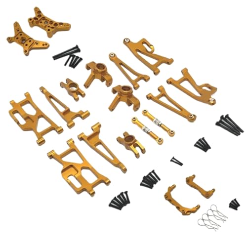 GTFRUQAS Für Mjx Für 14209 14210 1/14 Metall Lenkung Tasse Oberen Unteren Für Schaukel Arm Set Shock Tower Halterung Körper Post RC Auto Upgrade Teile Zubehör RC Ersatzteile(Yellow) von GTFRUQAS