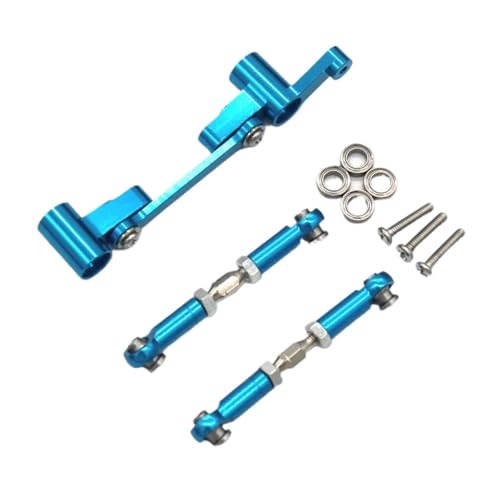 GTFRUQAS Für Mjx Für 14210 14209 1/14 RC 4WD Fernbedienung Auto Fernbedienung Metall Upgrade Teile Lenkung Montage Lenkstange Steuerung Zubehör RC Ersatzteile(Blue) von GTFRUQAS