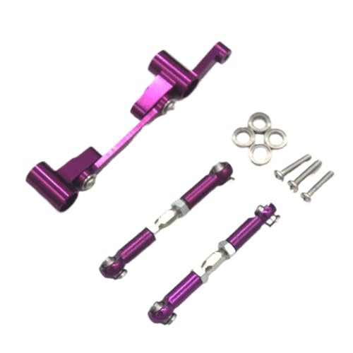 GTFRUQAS Für Mjx Für 14210 14209 1/14 RC 4WD Fernbedienung Auto Fernbedienung Metall Upgrade Teile Lenkung Montage Lenkstange Steuerung Zubehör RC Ersatzteile(Purple) von GTFRUQAS