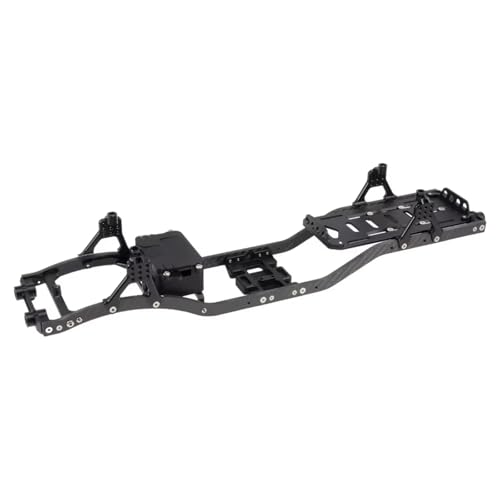 GTFRUQAS Für SCX10 1/10 RC Crawler Für Chassis Mit 4,3mm Carbon Faser Schienen Aluminium Klammer Batterie Fach Skid Platte Einstellbare Schock Türme RC Ersatzteile(Black) von GTFRUQAS