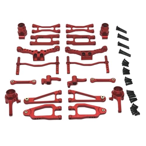 GTFRUQAS Für Scy Für 18101 18102 Metall Upgrade Teile 1/18 Kit Vorderen Und Hinteren Arm Lenkung Tasse Schock Turm Körper Post Link Stange RC Auto Zubehör RC Ersatzteile(Red) von GTFRUQAS