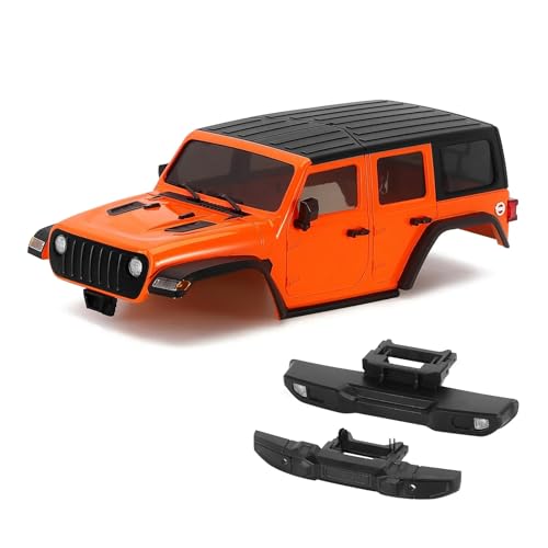 GTFRUQAS Für TRX4M Für Bronco Für Defender Für Chassis 1/18 RC Crawler 6,10 In Radstand ABS Hardtop Body Kit Mit Vorne Hinten Stoßstangen RC Ersatzteile(Orange) von GTFRUQAS