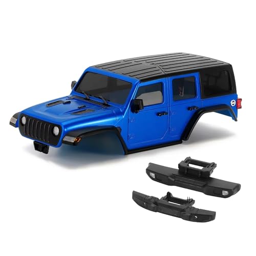 GTFRUQAS Für TRX4M Für Bronco Für Defender Für Chassis 4M-66 1/18 RC Crawler 6,10 In Radstand ABS Hardtop Body Kit Mit Vorne Hinten Stoßstangen RC Ersatzteile(Blue) von GTFRUQAS