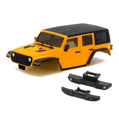 GTFRUQAS Für TRX4M Für Bronco Für Defender Für Chassis 4M-66 1/18 RC Crawler 6,10 In Radstand ABS Hardtop Body Kit Mit Vorne Hinten Stoßstangen RC Ersatzteile(Yellow) von GTFRUQAS