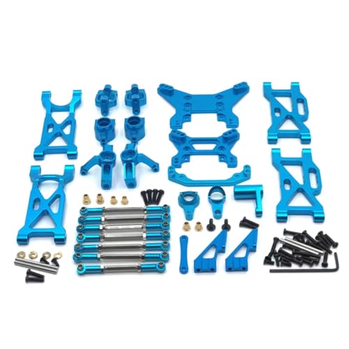 GTFRUQAS Für WLtoys 1/10 104001 104002 Metall Upgrade Zubehör Modifikation 11 Stück Set Spurstange Lenkung Tasse Für Schaukel Arm Schock Halterung RC Auto Teile RC Ersatzteile(Blue) von GTFRUQAS