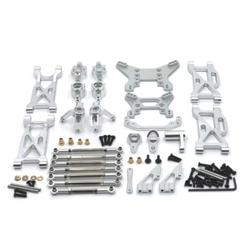 GTFRUQAS Für WLtoys 1/10 104001 104002 Metall Upgrade Zubehör Modifikation 11 Stück Set Spurstange Lenkung Tasse Für Schaukel Arm Schock Halterung RC Auto Teile RC Ersatzteile(Silver) von GTFRUQAS