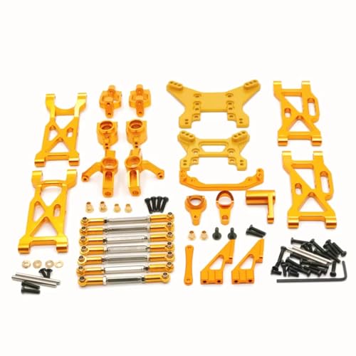 GTFRUQAS Für WLtoys 1/10 104001 104002 Metall Upgrade Zubehör Modifikation 11 Stück Set Spurstange Lenkung Tasse Für Schaukel Arm Schock Halterung RC Auto Teile RC Ersatzteile(Yellow) von GTFRUQAS