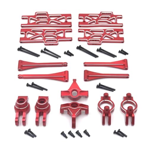 GTFRUQAS Für WLtoys 1/10 104009 1/12 12402-A 12404 12409 Metall Upgrade C-Für Sitz Für Schaukel Arm Lenkung Tasse Set Von 7 RC Auto Teile RC Ersatzteile(Red) von GTFRUQAS