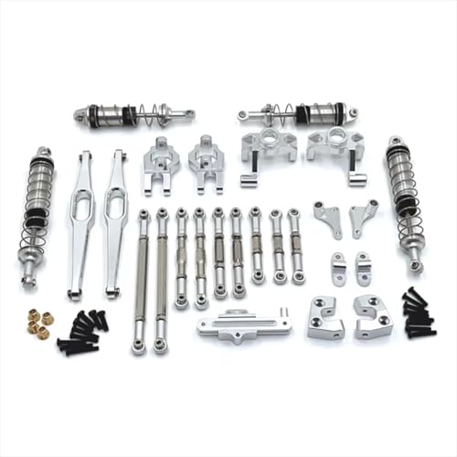 GTFRUQAS Für WLtoys 1/12 12429 10 Stück Set RC Auto Ersatzteile Metall Upgrade Hauptträger Hydraulische Stoßdämpfer Zugstange Lenkung Tasse RC Ersatzteile(Silver) von GTFRUQAS