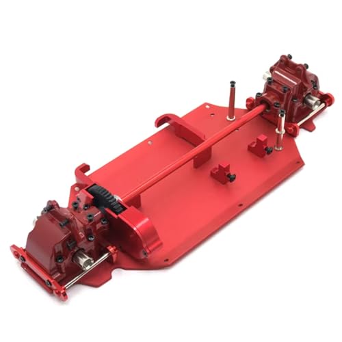 GTFRUQAS Für WLtoys 1/14 144010 144001 144002 Upgrade Teile Metall Bodenplatte Getriebe Differential Center Drive Paket RC Auto Ersatz Zubehör RC Ersatzteile(Red) von GTFRUQAS