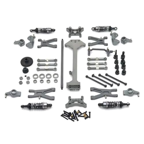 GTFRUQAS Für WLtoys 1/18 A959 A949 A969 A979 K929 Metall Upgrade Teile Für Schwinge Lenkung Tasse Gestänge Stoßdämpfer Kit RC Auto Ersatz Zubehör RC Ersatzteile(Gray) von GTFRUQAS