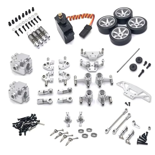 GTFRUQAS Für WLtoys 1/28 284131 K969 K979 K989 K999 P929 P939 Metall Upgrade Teile Getriebe Servo Link 18 Pack RC Auto Ersatz Zubehör RC Ersatzteile(Silver) von GTFRUQAS