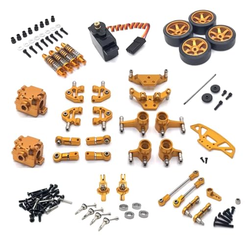 GTFRUQAS Für WLtoys 1/28 284131 K969 K979 K989 K999 P929 P939 Metall Upgrade Teile Getriebe Servo Link 18 Pack RC Auto Ersatz Zubehör RC Ersatzteile(Yellow) von GTFRUQAS