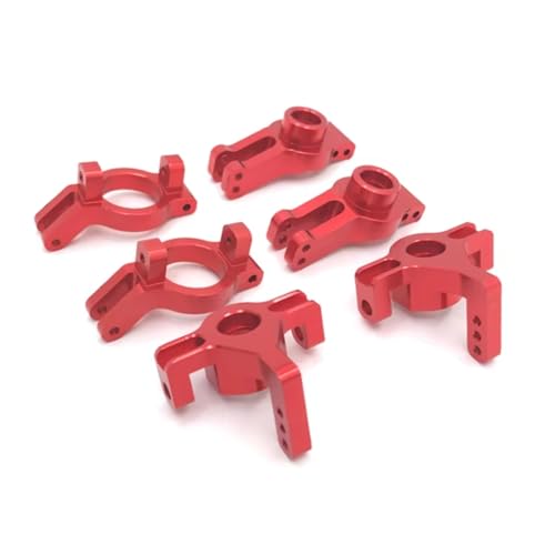 GTFRUQAS Für WLtoys 104009 12401 12402 12403 12404 12409 Metall-Ersatzzubehör Refit C-Block-Lenkbecher-Heckbecher 3-teiliges Set RC-Car-Upgrade-Teile RC Ersatzteile(Red) von GTFRUQAS