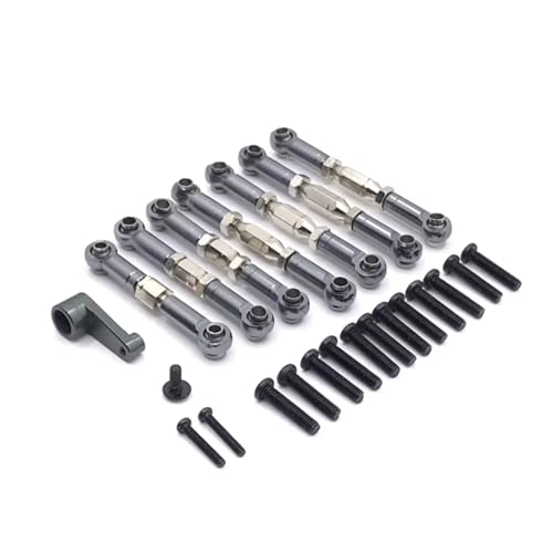 GTFRUQAS Für WLtoys 144010 144001 144002 124016 127017 124018 124019 LC 1/14 Upgrade Zubehör Metall 7PCS Spurstange 28T Servo Arm RC Auto Ersatzteile RC Ersatzteile(Gray) von GTFRUQAS