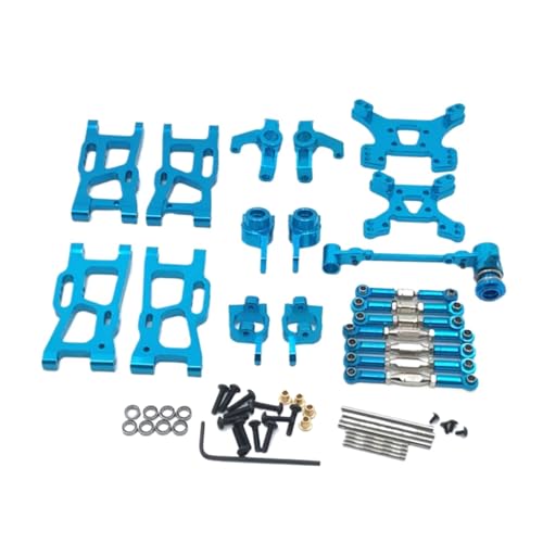 GTFRUQAS Für WLtoys Für 144001 144002 144010 124007 124017 124019 Metall Für Schaukel Arm Lenkung Block Link Rod Kit RC Auto Upgrades Teile RC Ersatzteile(Blue) von GTFRUQAS