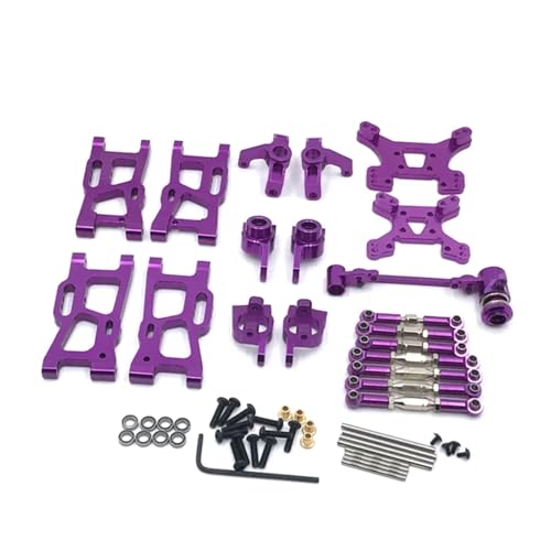 GTFRUQAS Für WLtoys Für 144001 144002 144010 124007 124017 124019 Metall Für Schaukel Arm Lenkung Block Link Rod Kit RC Auto Upgrades Teile RC Ersatzteile(Purple) von GTFRUQAS