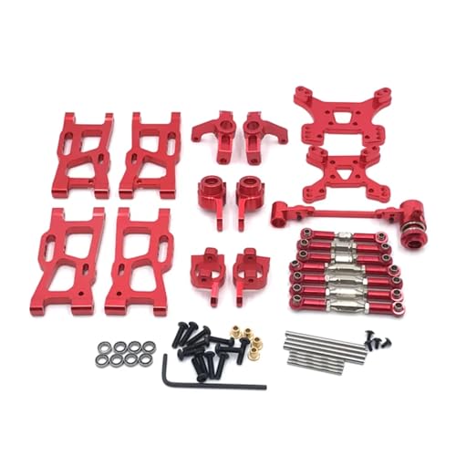 GTFRUQAS Für WLtoys Für 144001 144002 144010 124007 124017 124019 Metall Für Schaukel Arm Lenkung Block Link Rod Kit RC Auto Upgrades Teile RC Ersatzteile(Red) von GTFRUQAS