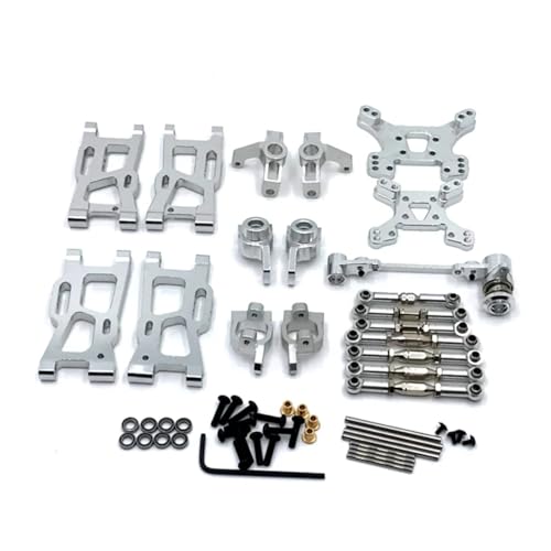 GTFRUQAS Für WLtoys Für 144001 144002 144010 124007 124017 124019 Metall Für Schaukel Arm Lenkung Block Link Rod Kit RC Auto Upgrades Teile RC Ersatzteile(Silver) von GTFRUQAS