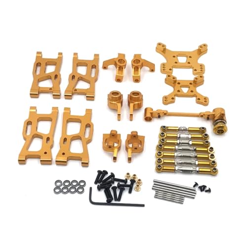 GTFRUQAS Für WLtoys Für 144001 144002 144010 124007 124017 124019 Metall Für Schaukel Arm Lenkung Block Link Rod Kit RC Auto Upgrades Teile RC Ersatzteile(Yellow) von GTFRUQAS