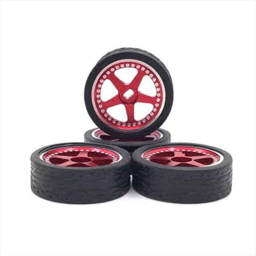 GTFRUQAS Für WLtoys Für Kyosho 1/28 Metall-Upgrade-Zubehör 11 Mm Breite 27 Mm Außendurchmesser Für Rennradreifen RC-Autoersatzteile RC Ersatzteile(Red) von GTFRUQAS