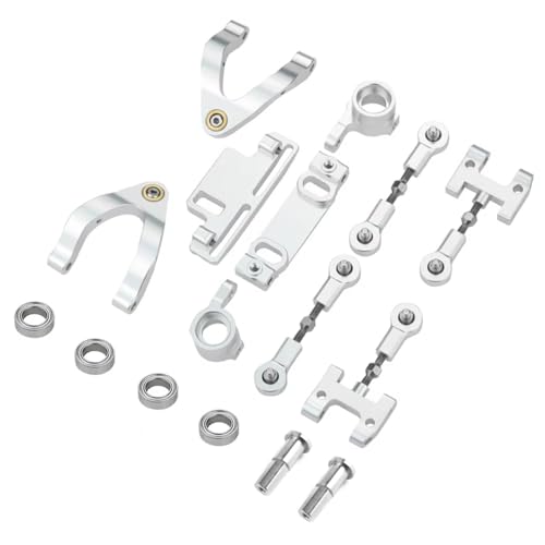 GTFRUQAS Für WPL D12 D22 D32 D42 1/10 Metall Lenkung Tasse Oberen Unteren Arm Lenkung Slider Drehen Block RC Auto Upgrade Teile Zubehör RC Ersatzteile(Silver) von GTFRUQAS