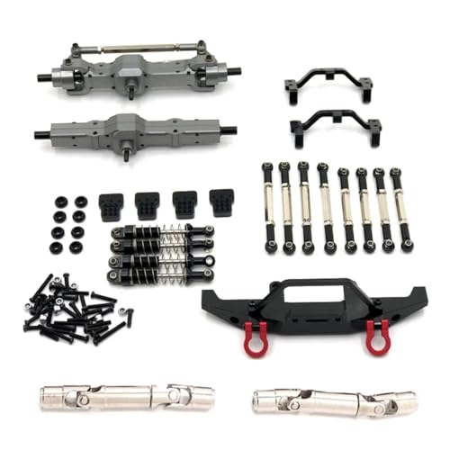 GTFRUQAS Für WPL Für C14 C24 C24-1 1/16 RC Auto Upgrade Teile Metall Vorder- Und Hinterachse Für Chassis Link Stange Zugstange Montieren Stoßdämpfer Set RC Ersatzteile(Black) von GTFRUQAS