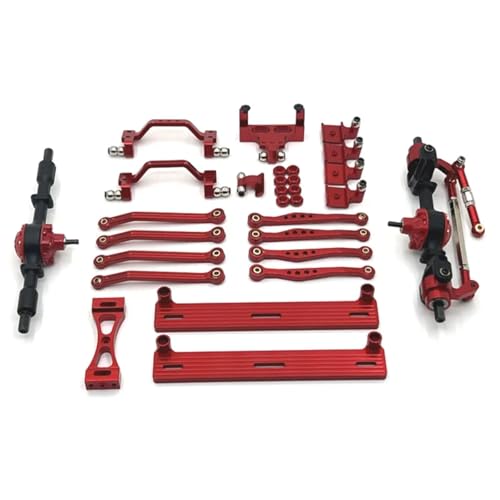 GTFRUQAS Für WPL Für C64 C64-1 1/16 RC Auto Upgrade Teile Metall Vorder- Und Hinterachse Für Chassis Link Stange Zug Stange Montieren Seite Pedal Shock Mount Set RC Ersatzteile(Red) von GTFRUQAS