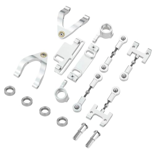 GTFRUQAS Für WPL Für D12 D22 D32 D42 1/10 Metall Lenkung Tasse Oberen Unteren Arm Lenkung Slider Drehen Block RC Auto Upgrade Teile Zubehör RC Ersatzteile(Silver) von GTFRUQAS