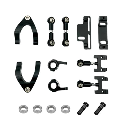 GTFRUQAS Für WPL Für D12 D42 RC Auto Ersatzteile Upgrade Metall Lenkung Tasse Oberen Unteren Für Schaukel Arm Für Sitz Lenkung Slider Drehen Block RC Ersatzteile(Black) von GTFRUQAS