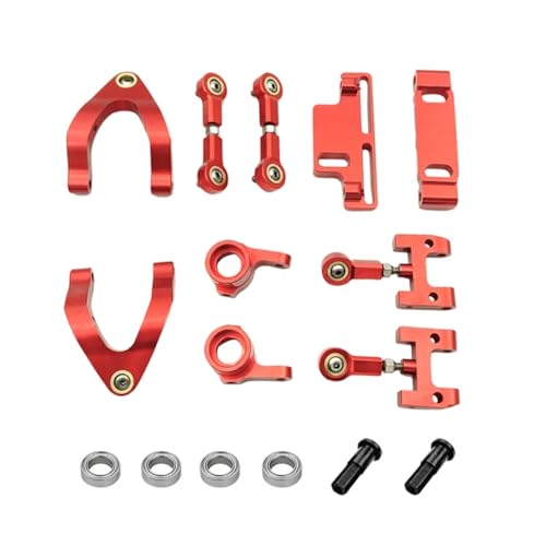 GTFRUQAS Für WPL Für D12 D42 RC Auto Ersatzteile Upgrade Metall Lenkung Tasse Oberen Unteren Für Schaukel Arm Für Sitz Lenkung Slider Drehen Block RC Ersatzteile(Red) von GTFRUQAS