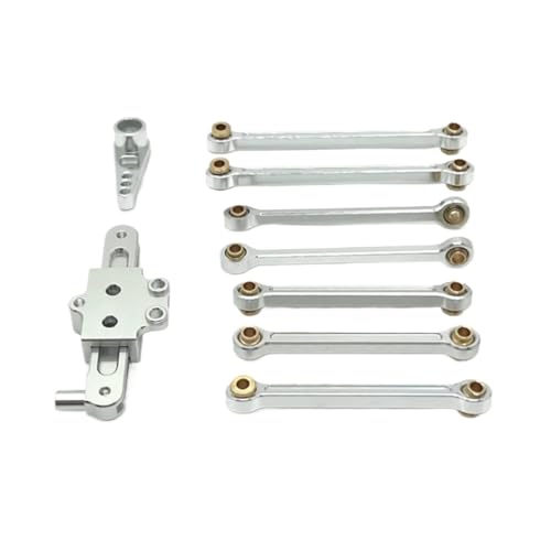 GTFRUQAS Für Wltoys Für 124006 12423 12427 12428 12429 1/12 Metall Upgrade Teile Kit Lenkung Montage Link Stange Servo Arm RC Auto Zubehör RC Ersatzteile(Silver) von GTFRUQAS