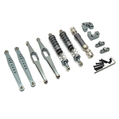 GTFRUQAS Für Wltoys Für 124006 12423 12427 12428 12429 1/12 RC Auto Zubehör Metall Upgrade Teile Kit Antriebswelle Stoßdämpfer Hinteren Arme RC Ersatzteile(Grey) von GTFRUQAS