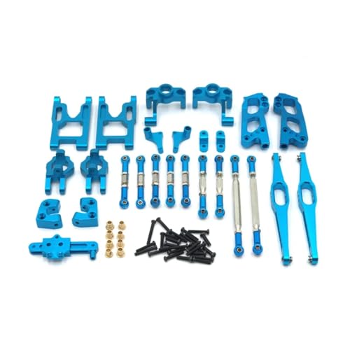 GTFRUQAS Für Wltoys Für 12428 12423 FY03 1/12 RC Auto DIY Zubehör Set Metall Upgrade Teile Kits Für Schaukel Arm Link Stange Lenkung Block RC Ersatzteile(Blue) von GTFRUQAS