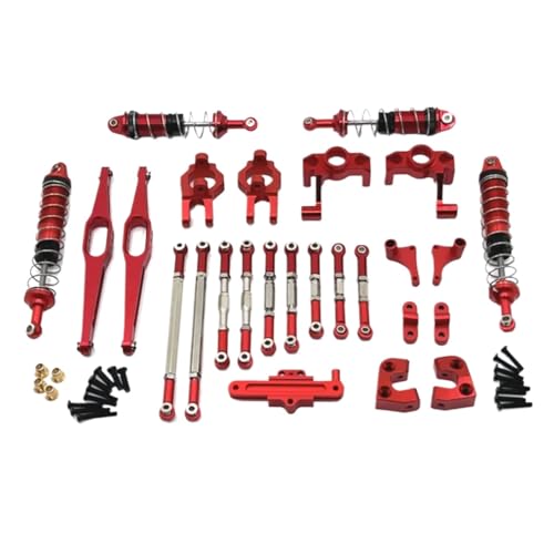 GTFRUQAS Für Wltoys Für 12429 1/12 Für Metall Upgrade Teile Kit Lenkung Montage Link Stange Stoßdämpfer Set RC Auto Zubehör Teil RC Ersatzteile(Red) von GTFRUQAS