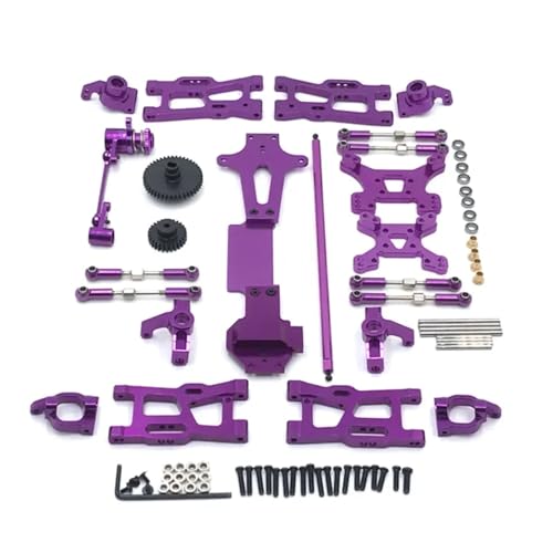 GTFRUQAS Für Wltoys Für 144001 144002 144010 1/14 RC Auto Zubehör Metall Upgrade Teile Kits Für Schaukel Arm Link Stange Lenkung Block RC Ersatzteile(Purple) von GTFRUQAS