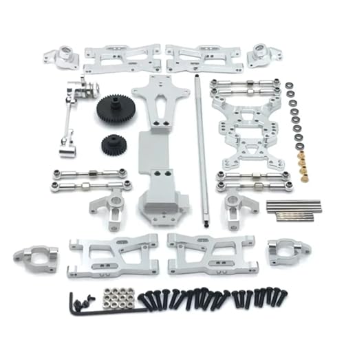 GTFRUQAS Für Wltoys Für 144001 144002 144010 1/14 RC Auto Zubehör Metall Upgrade Teile Kits Für Schaukel Arm Link Stange Lenkung Block RC Ersatzteile(Silver) von GTFRUQAS