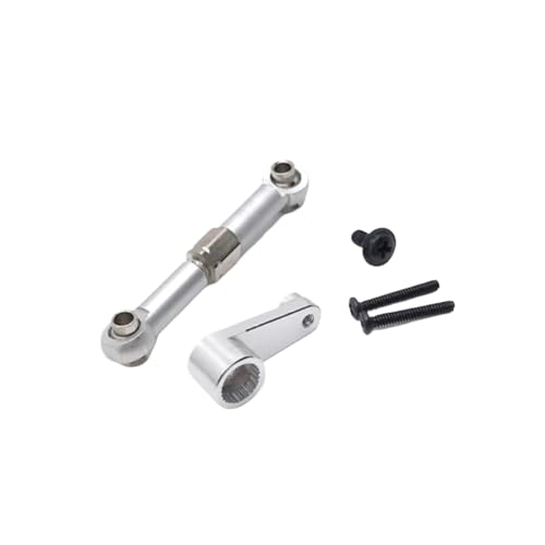 GTFRUQAS Für Wltoys Für 144001 144002 144010 124007 124016 124017 124018 124019 Metall Lenkung Servo Arm Horn Servo Link Stange RC Auto Upgrade Teile RC Ersatzteile(Silver) von GTFRUQAS