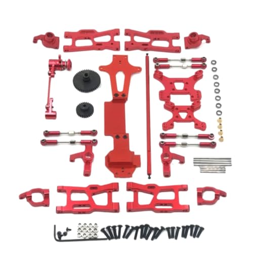 GTFRUQAS Für Wltoys Für 144001 144002 144010 Metall Upgrade Teile 1/14 Kits Für Schaukel Arm Link Stange Lenkung Block Für RC Auto Zubehör RC Ersatzteile(Red) von GTFRUQAS