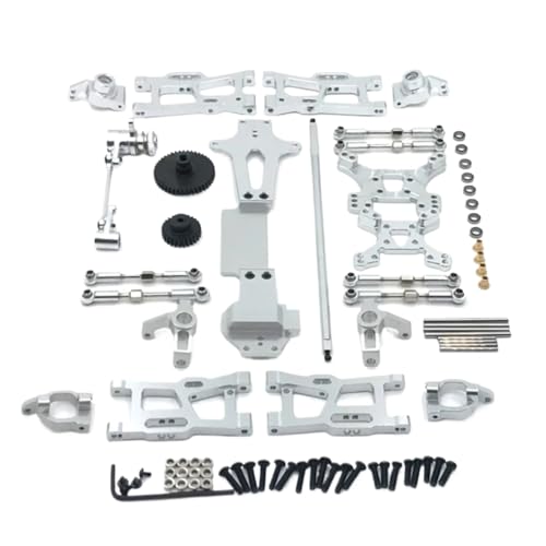 GTFRUQAS Für Wltoys Für 144001 144002 144010 Metall Upgrade Teile 1/14 Kits Für Schaukel Arm Link Stange Lenkung Block Für RC Auto Zubehör RC Ersatzteile(Silver) von GTFRUQAS