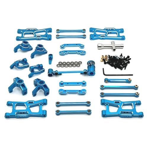 GTFRUQAS Für Wltoys Für 144001 144010 124007 124008 124017 124018 124019 Metall Suspension Arm Lenkung Tasse Hub Carrier Link Stange Upgrade Teile RC Ersatzteile(Blue) von GTFRUQAS