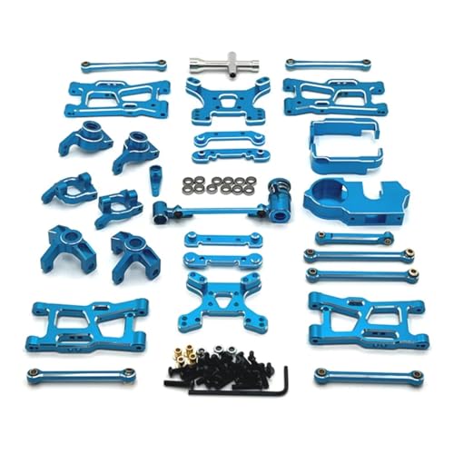 GTFRUQAS Für Wltoys Für 144001 144010 124007 124008 124017 124019 Metall Suspension Arm Lenkung Tasse Hub Carrier Shock Tower Link Upgrade Teile RC Ersatzteile(Blue) von GTFRUQAS