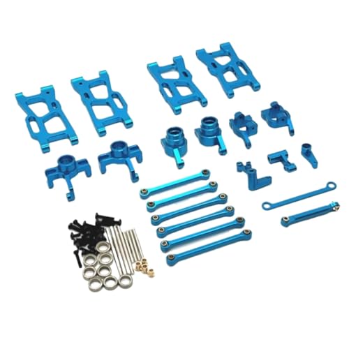 GTFRUQAS Für Wltoys Für 144016 144018 1/14 Metall Lenkung Tasse Hub Carrier Für Schaukel Arm Link Stange Lenkung Kit RC Auto Upgrade Teile Zubehör RC Ersatzteile(Blue) von GTFRUQAS