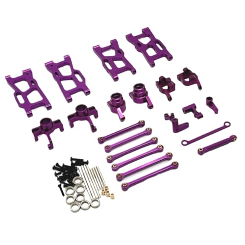 GTFRUQAS Für Wltoys Für 144016 144018 1/14 Metall Lenkung Tasse Hub Carrier Für Schaukel Arm Link Stange Lenkung Kit RC Auto Upgrade Teile Zubehör RC Ersatzteile(Purple) von GTFRUQAS