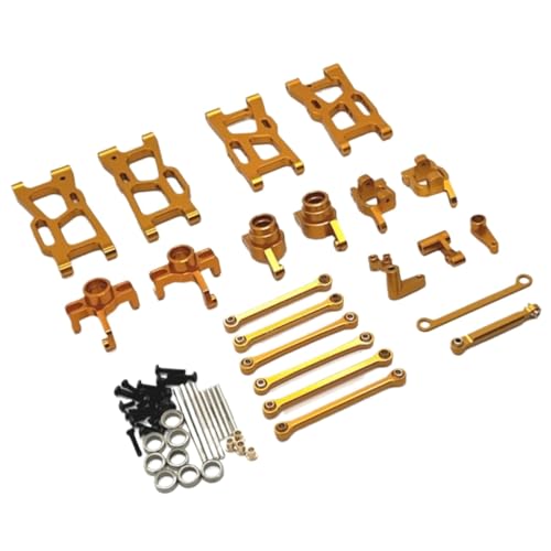 GTFRUQAS Für Wltoys Für 144016 144018 1/14 Metall Lenkung Tasse Hub Carrier Für Schaukel Arm Link Stange Lenkung Kit RC Auto Upgrade Teile Zubehör RC Ersatzteile(Yellow) von GTFRUQAS