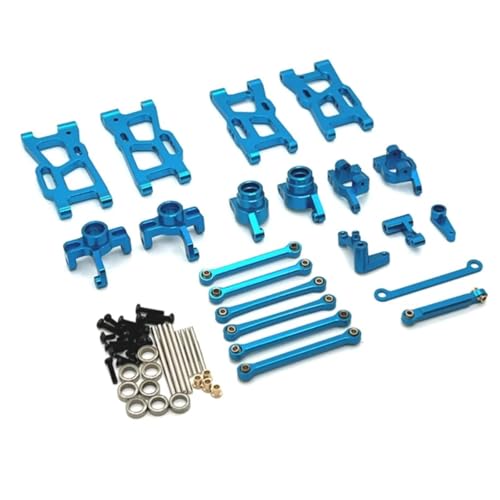 GTFRUQAS Für Wltoys Für 144016 144018 1/14 RC Auto Upgrade Teile Zubehör Metall Lenkung Tasse Hub Carrier Für Schaukel Arm Link Stange Lenkung Kit RC Ersatzteile(Blue) von GTFRUQAS