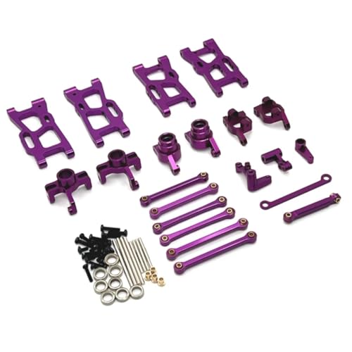 GTFRUQAS Für Wltoys Für 144016 144018 1/14 RC Auto Upgrade Teile Zubehör Metall Lenkung Tasse Hub Carrier Für Schaukel Arm Link Stange Lenkung Kit RC Ersatzteile(Purple) von GTFRUQAS